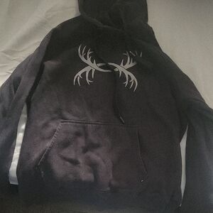 Men's Black Hoodie with Antler Design